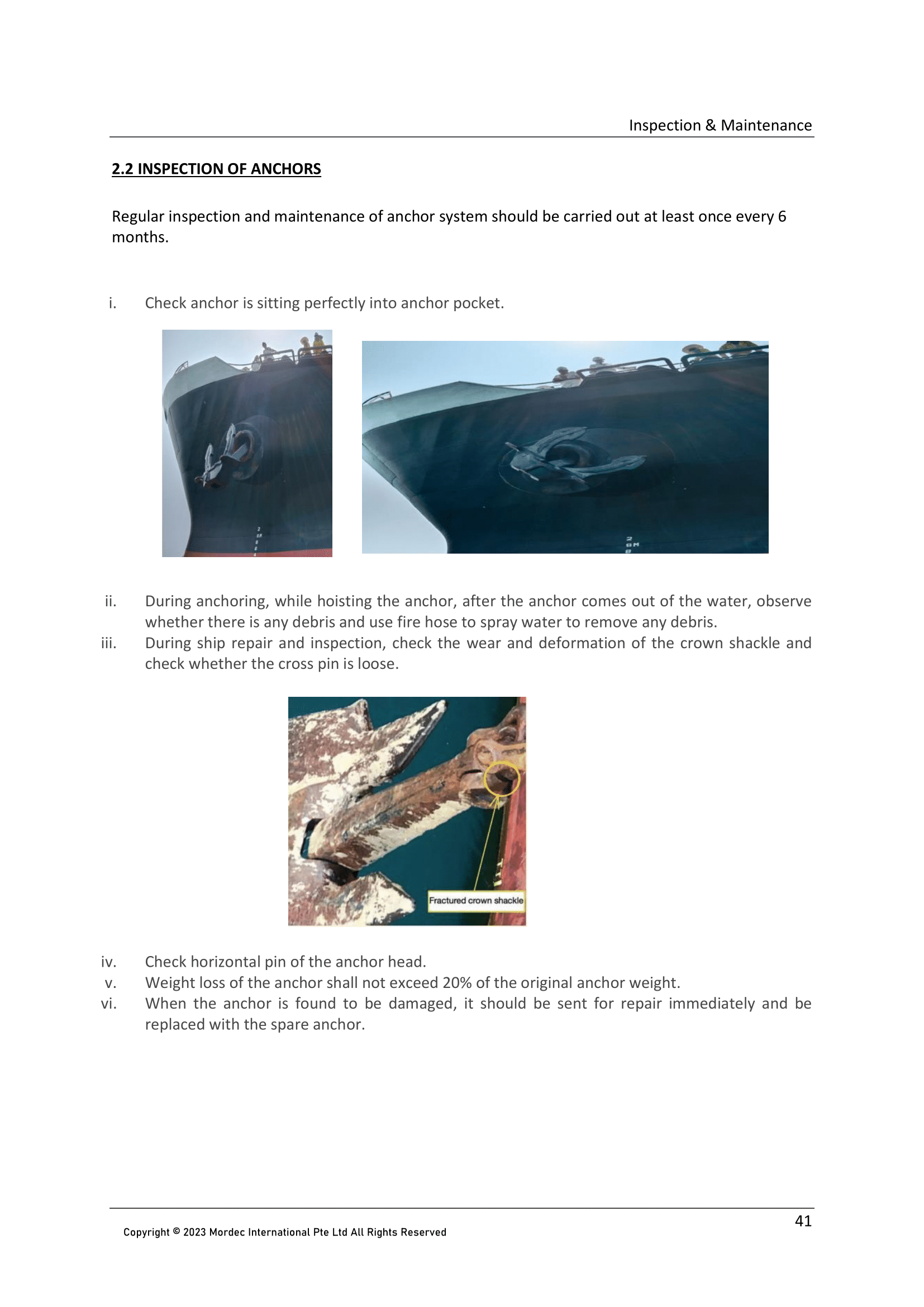 Anchor system maintenance - ACM Manual Page 41