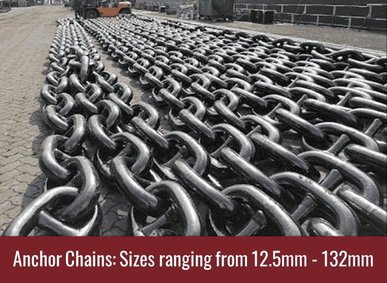 Anchor chains in various sizes and types