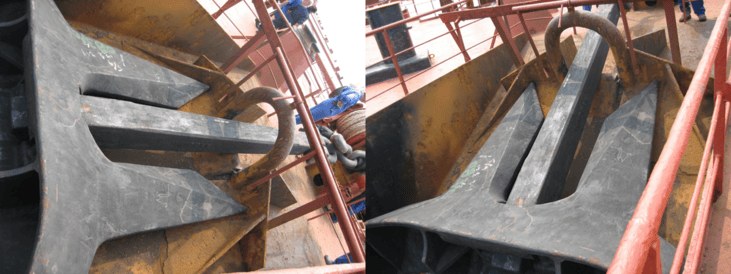 Final stage of anchor chain installation