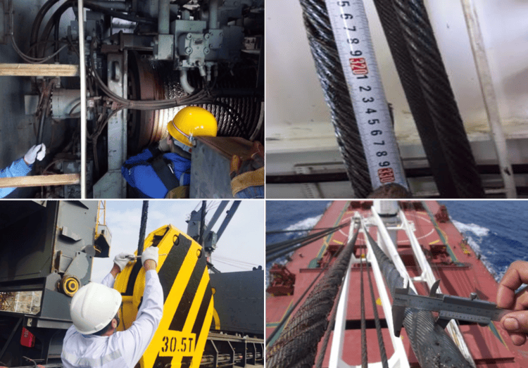 On-board wire rope inspection and discard recommendations